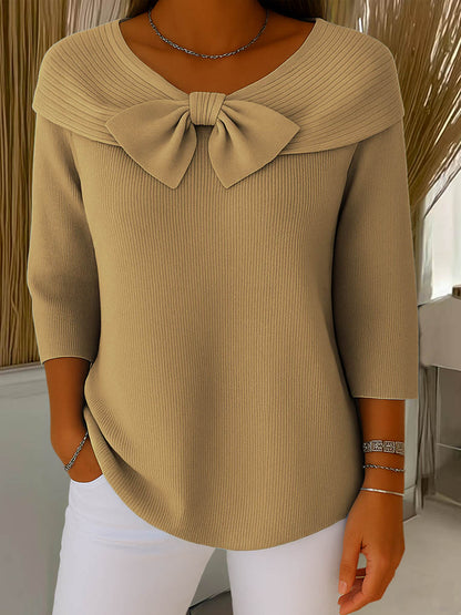 Helen™ – Elegant Knitted Sweater with Bow Detail