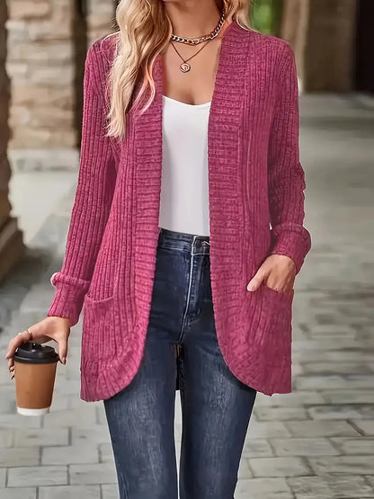Neva™ - Elegant Ribbed Long Sleeve Cardigan