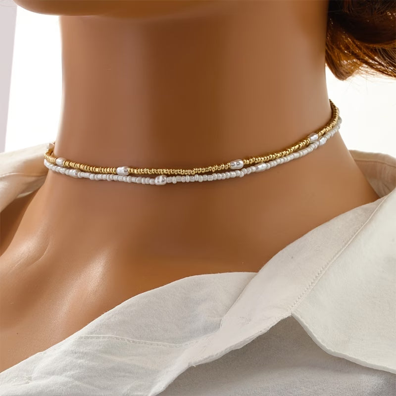 Schichtkette aus Gold & Perlen