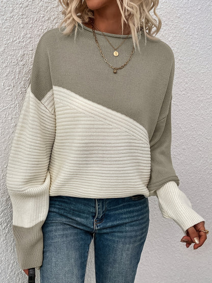 Zelda™ - Elegant Color Block Pullover Sweater