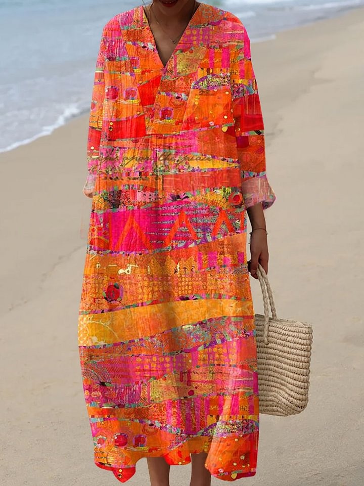 Heidi™ – Vintage Art Print Casual Cotton And Linen