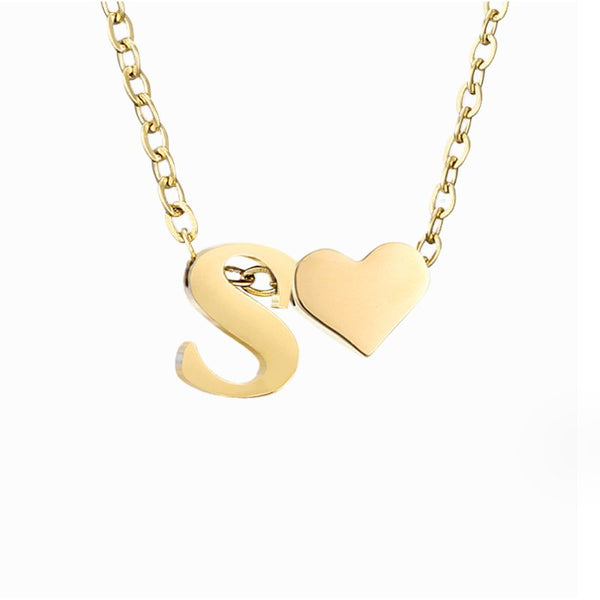 Timeless Initial Necklace with Heart Charm