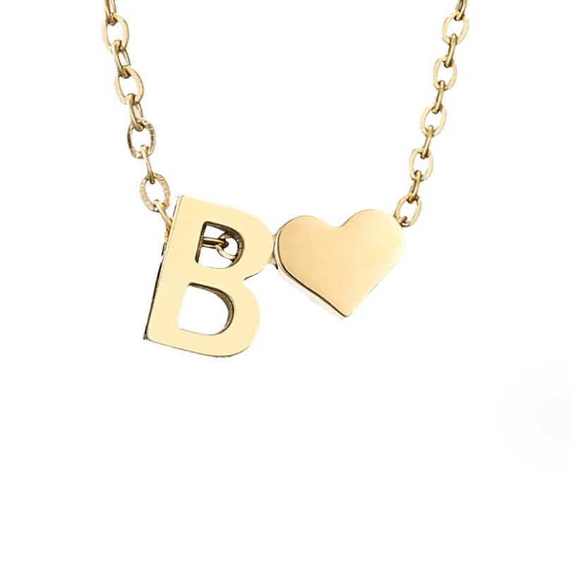 Timeless Initial Necklace with Heart Charm