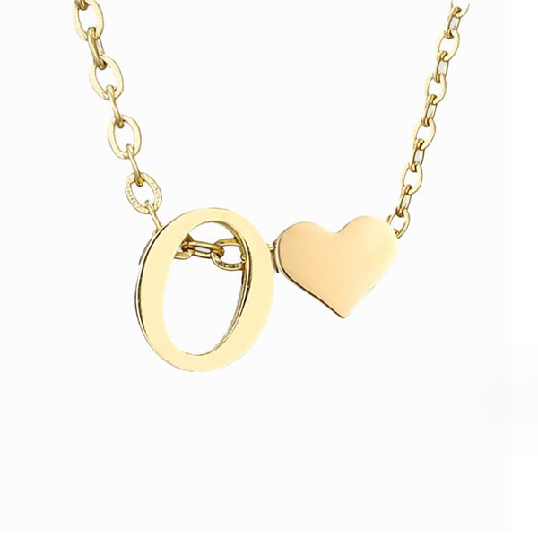 Timeless Initial Necklace with Heart Charm