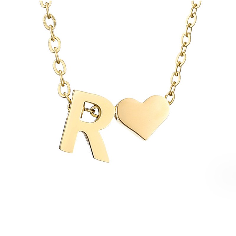 Timeless Initial Necklace with Heart Charm