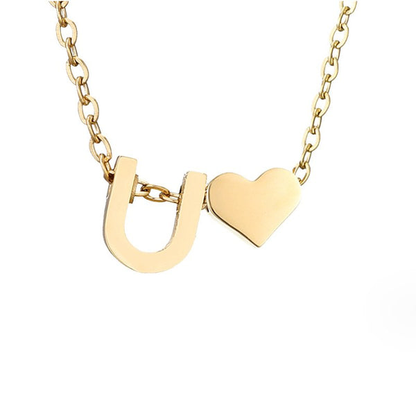 Timeless Initial Necklace with Heart Charm