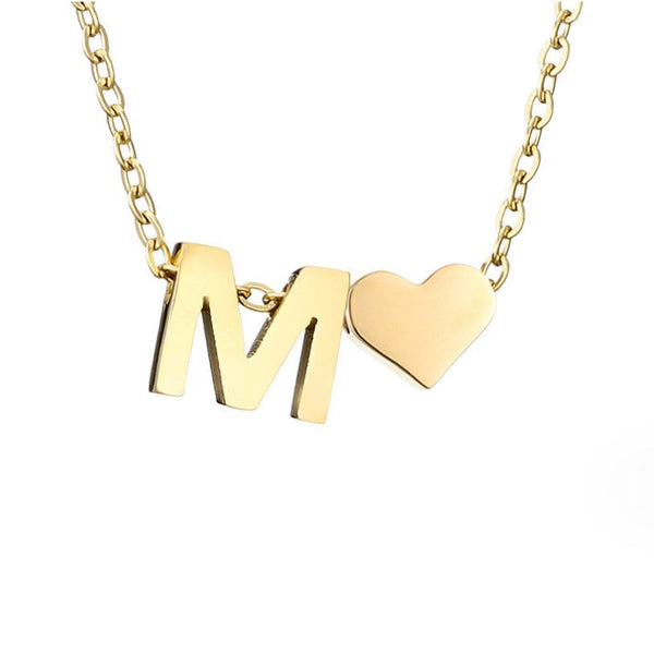 Timeless Initial Necklace with Heart Charm