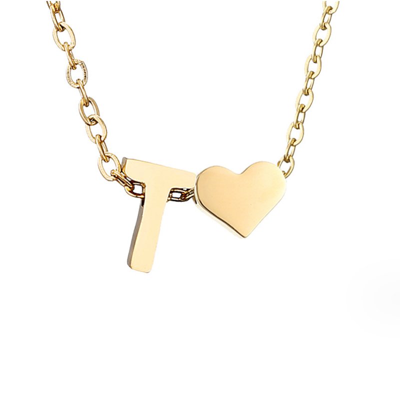 Timeless Initial Necklace with Heart Charm