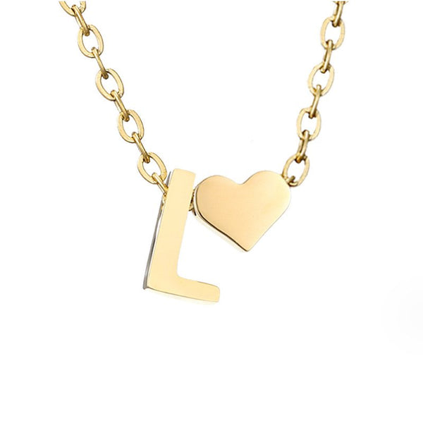 Timeless Initial Necklace with Heart Charm