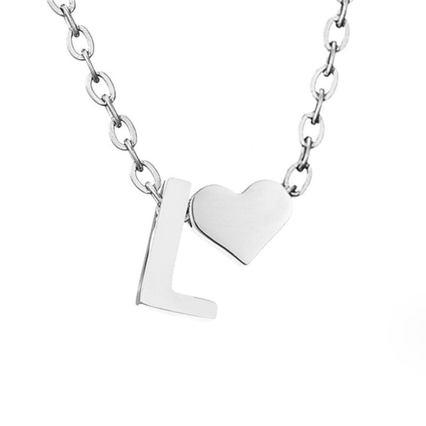 Timeless Initial Necklace with Heart Charm