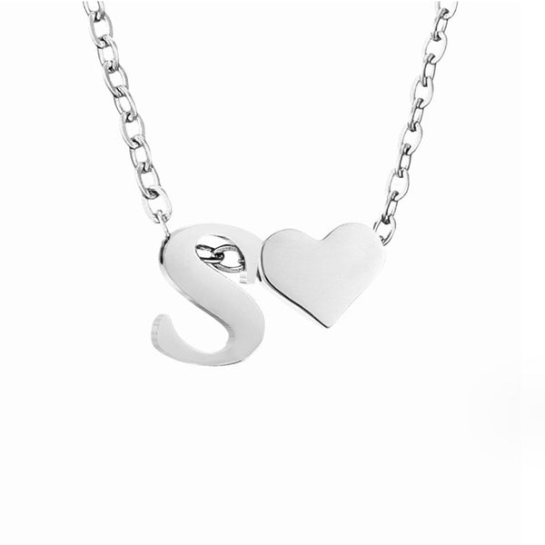Timeless Initial Necklace with Heart Charm
