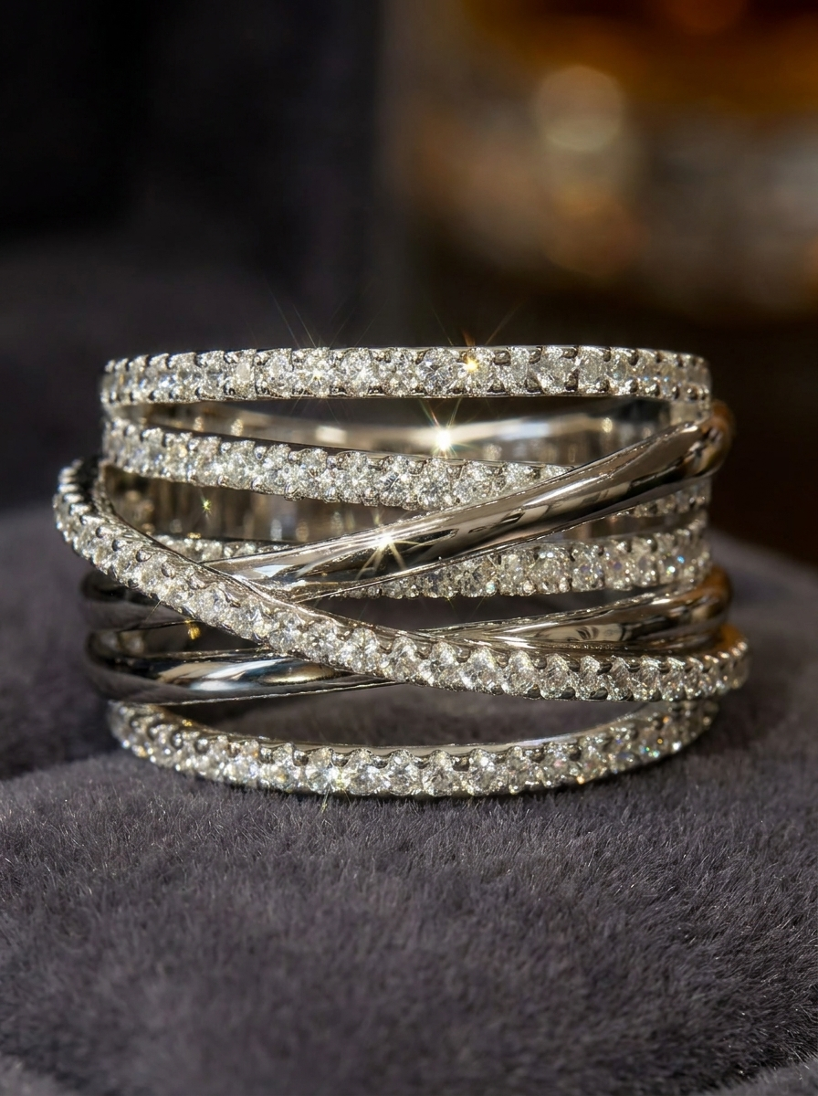 Vintage Schicht Zirkonia Silberring