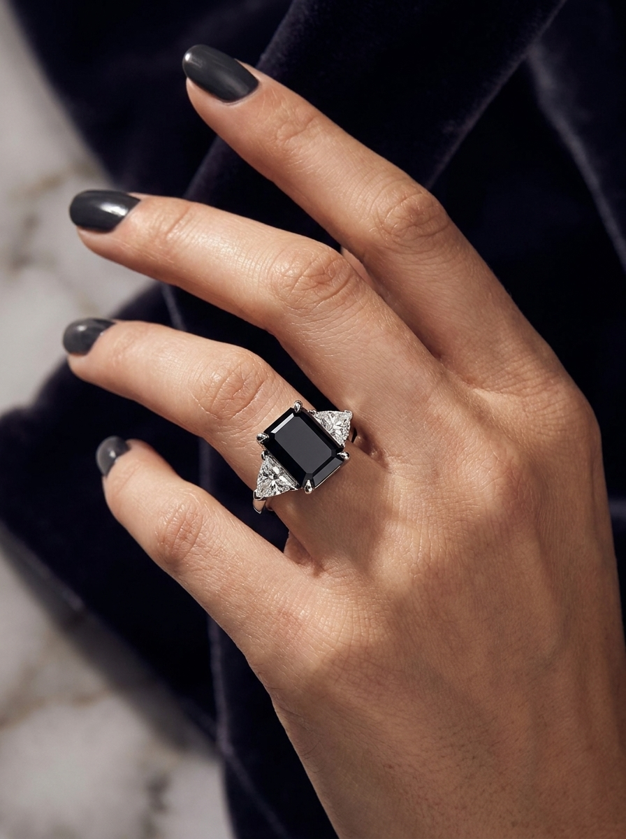 Eleganter Silber-Onyx-Ring