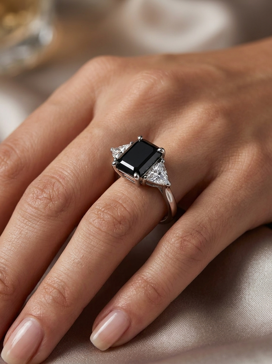 Eleganter Silber-Onyx-Ring