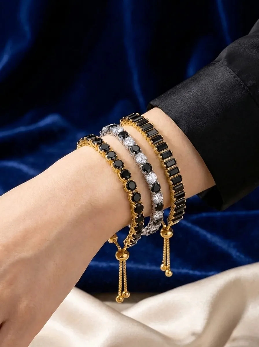 Elegantes Onyx Kupfer Armband Set