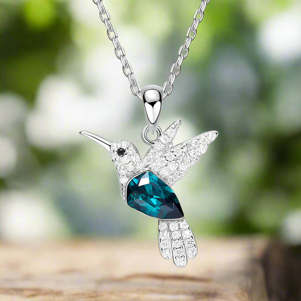 Hummingbird Sparkle Necklace with Zirconia