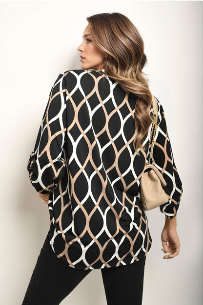 Amelia™ - Casual Patterned Long Sleeve Blouse