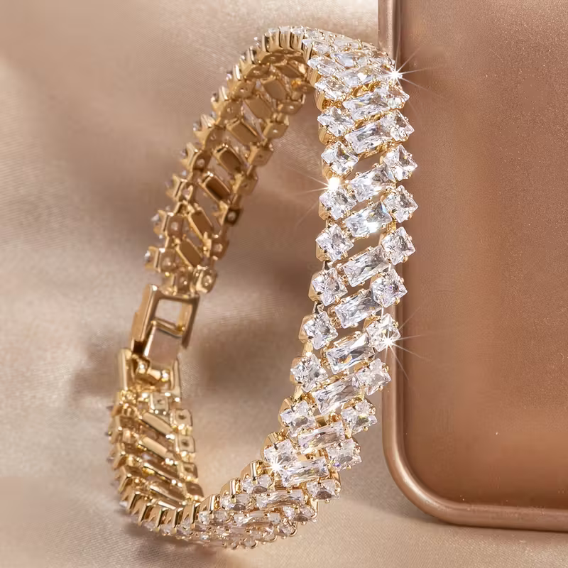 Elegantes Smaragd-Gold-Luxusarmband