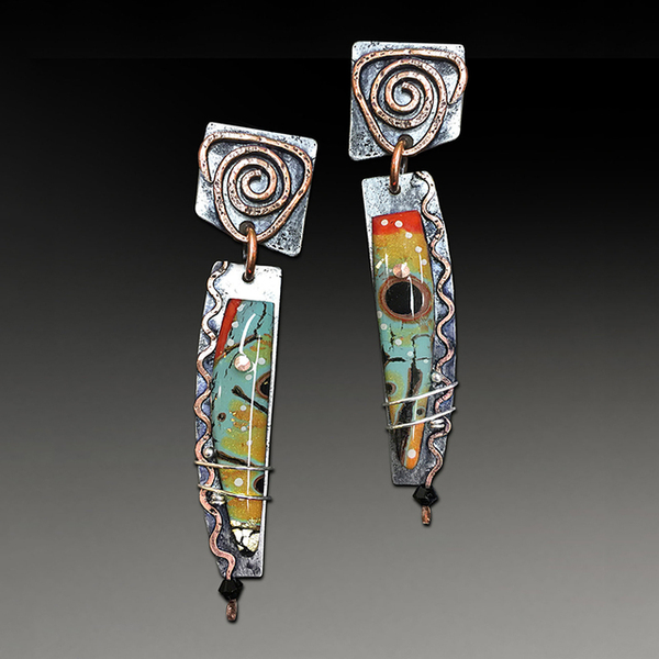 Exclusive Silver Ethnic Earrings with Colorful Enamel