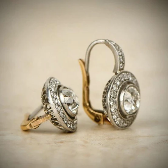 Vintage Gold- und Silber-Crystal-Ohrringe