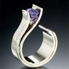 Vintage Purple Crystal Silver Ring