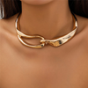 Bold Textured Gold Chain Choker Necklace