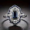 Vintage Silver Blue Crystal Ring
