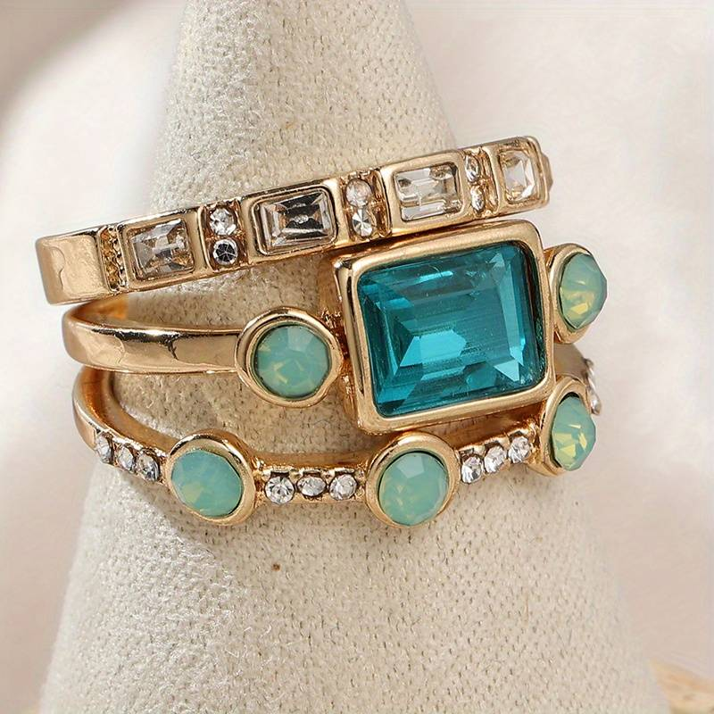 Charm - Vintage Blue Crystal Ring