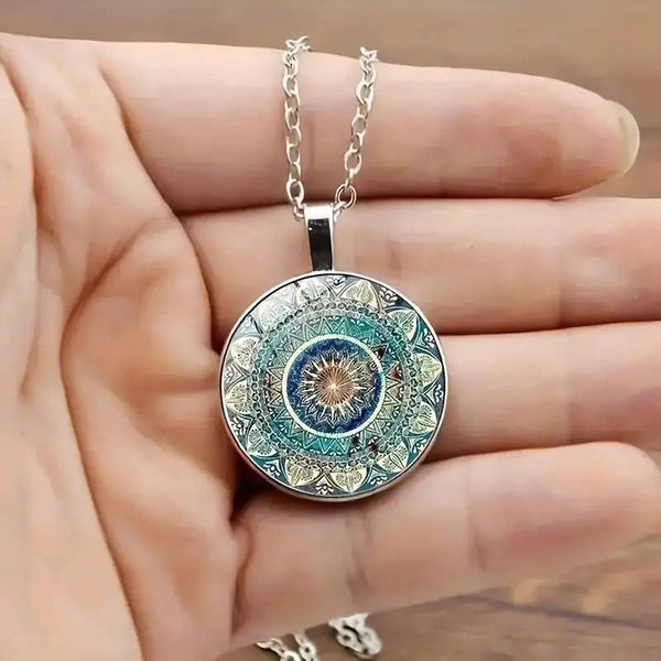 Elegant Rounded Blue Mandala Necklace