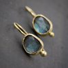 Blue Inlaid Stone Golden Earrings