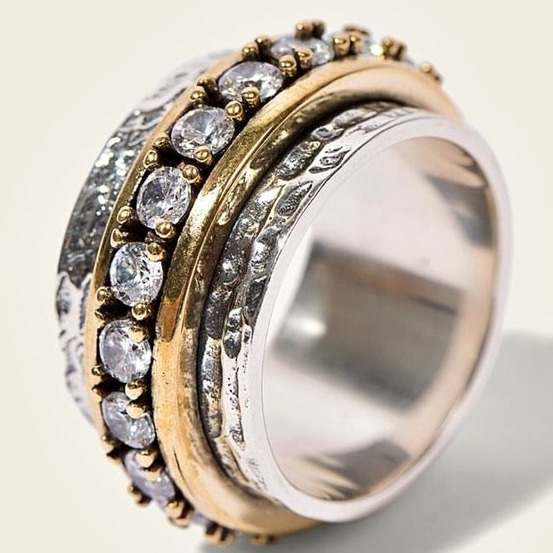 Handgefertigter Vintage Gold- und Silberring