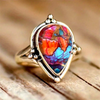 Radiant Colorful Gemstone Mosaic Ring