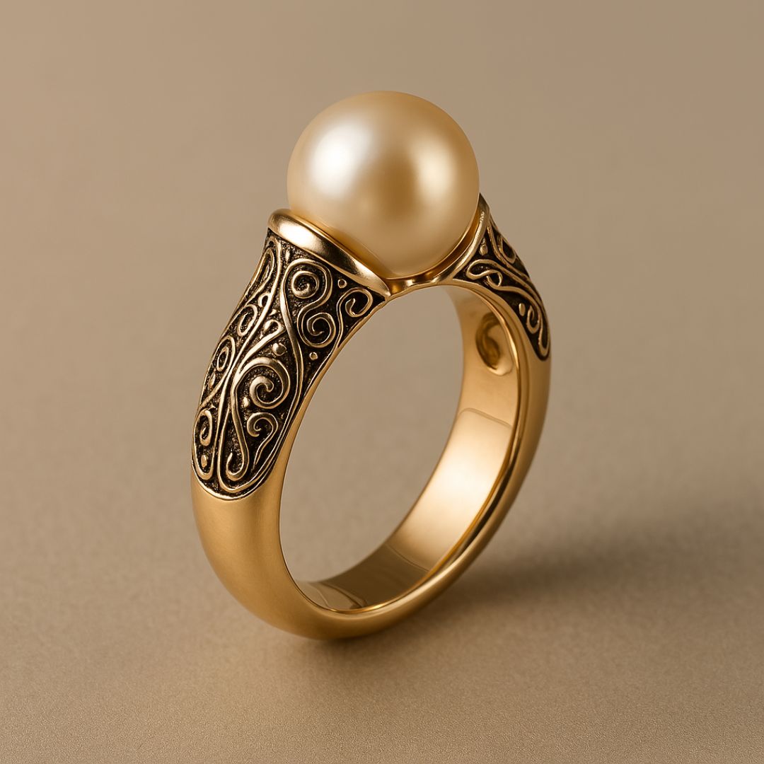 Zeitloser Vintage Perlen Goldring