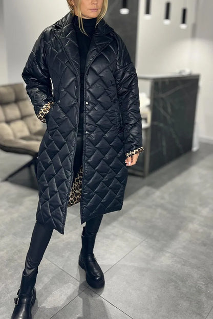 Anais™ - Quilted Coat with Leopard Lining