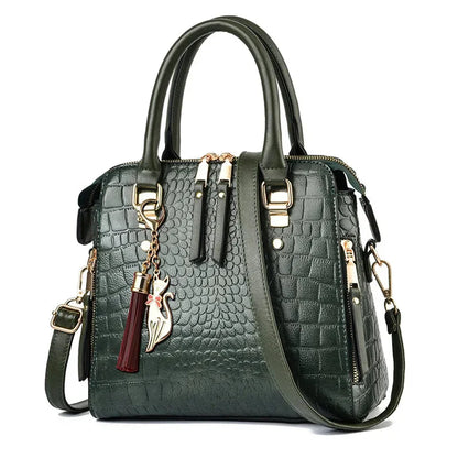 Crocodile-Embossed Leather Bag