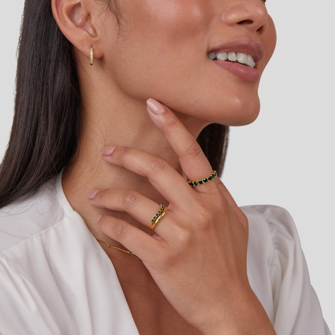 Mary - Smaragdgrüner Geschichteter Ring