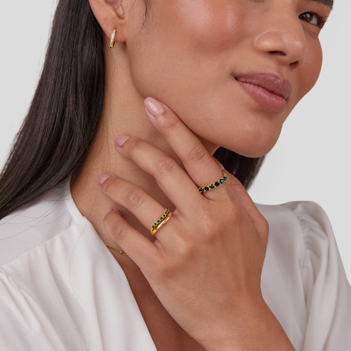 Mary - Smaragdgrüner Geschichteter Ring