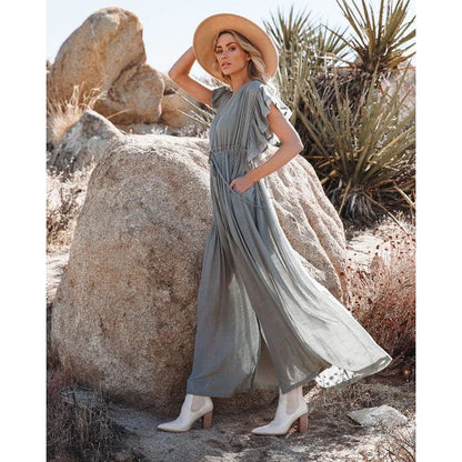 Sara™ Maxi Green/Grey Ibiza Dress