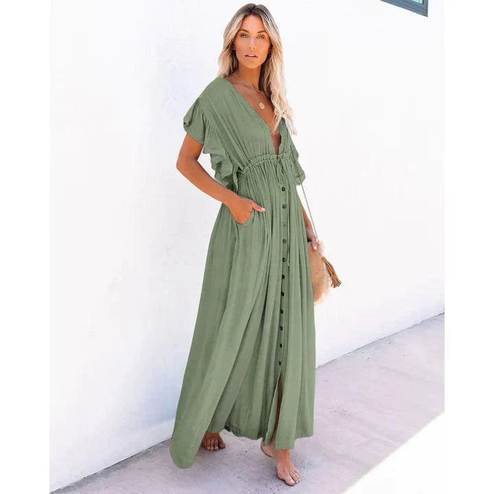 Puck™ - Maxi Green Ibiza Beach Dress
