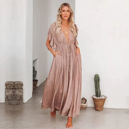 Anne™ - Maxi Taupe Ibiza Dress