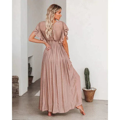 Anne™ - Maxi Taupe Ibiza Dress