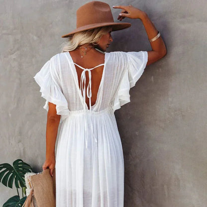 Jente™ - Maxi White Beach Dress