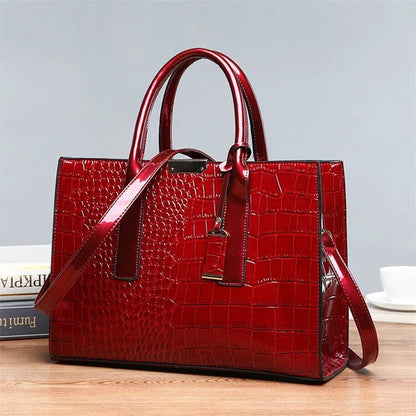 New York Crocodile-Print Leather Handbag