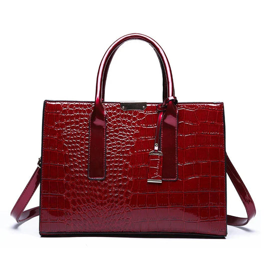 New York Crocodile-Print Leather Handbag