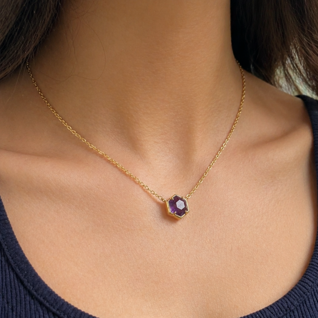 Eleganter Amethyst Rose Gold Anhänger