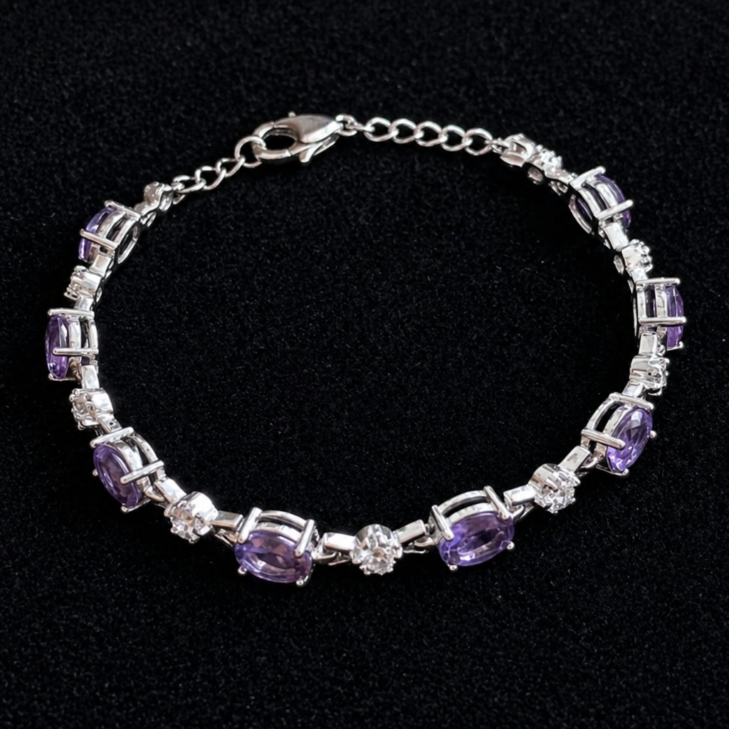 Elegantes Amethyst Armband aus Weißgold