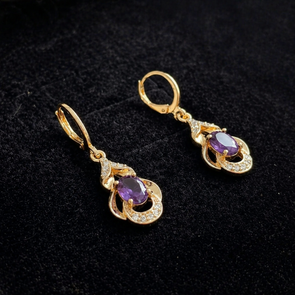 Elegante Amethyst Tropfen Ohrringe aus Roségold