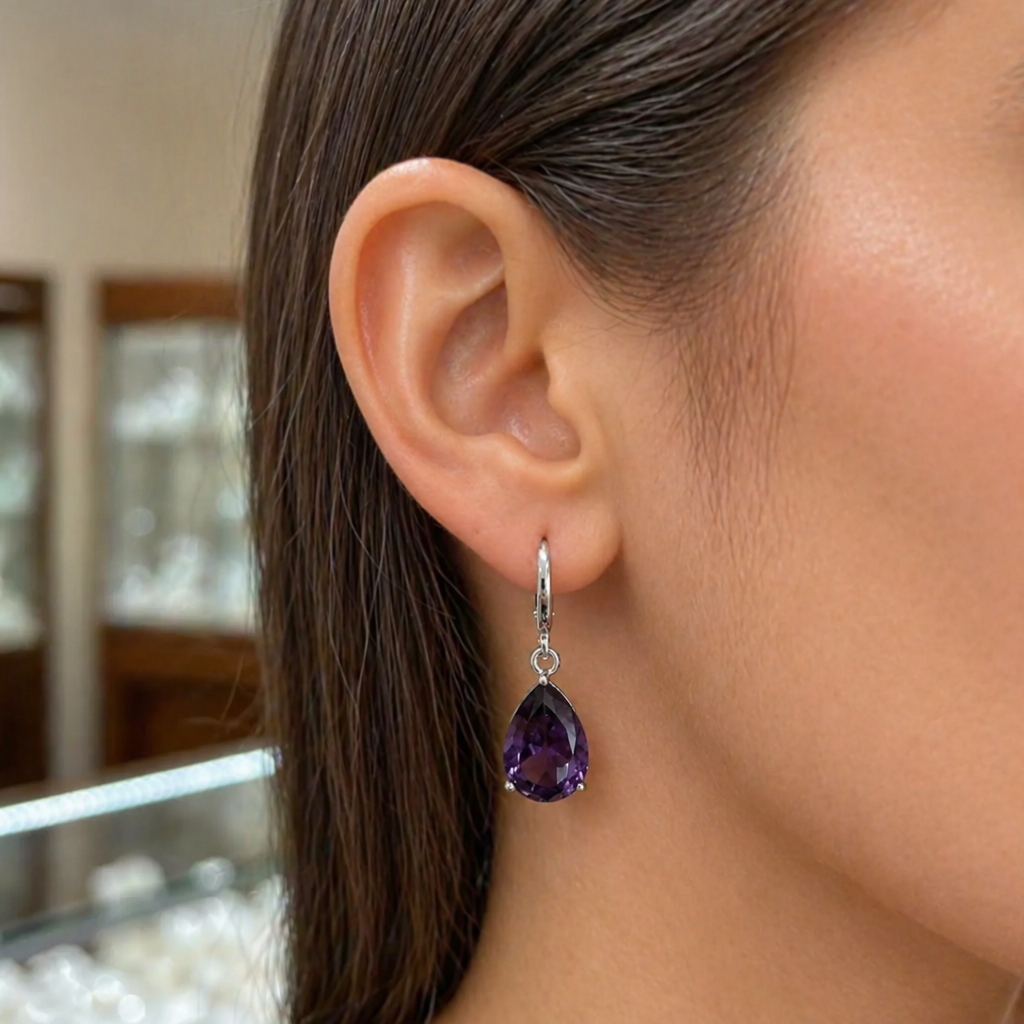 Elegante Amethyst Ohrringe aus Weißgold