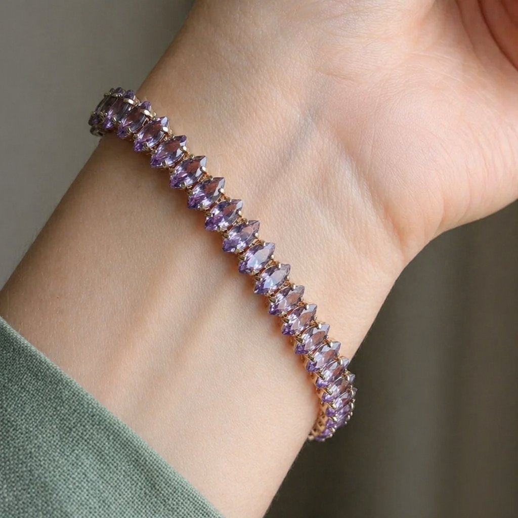 Elegantes Marquise Amethyst Goldarmband