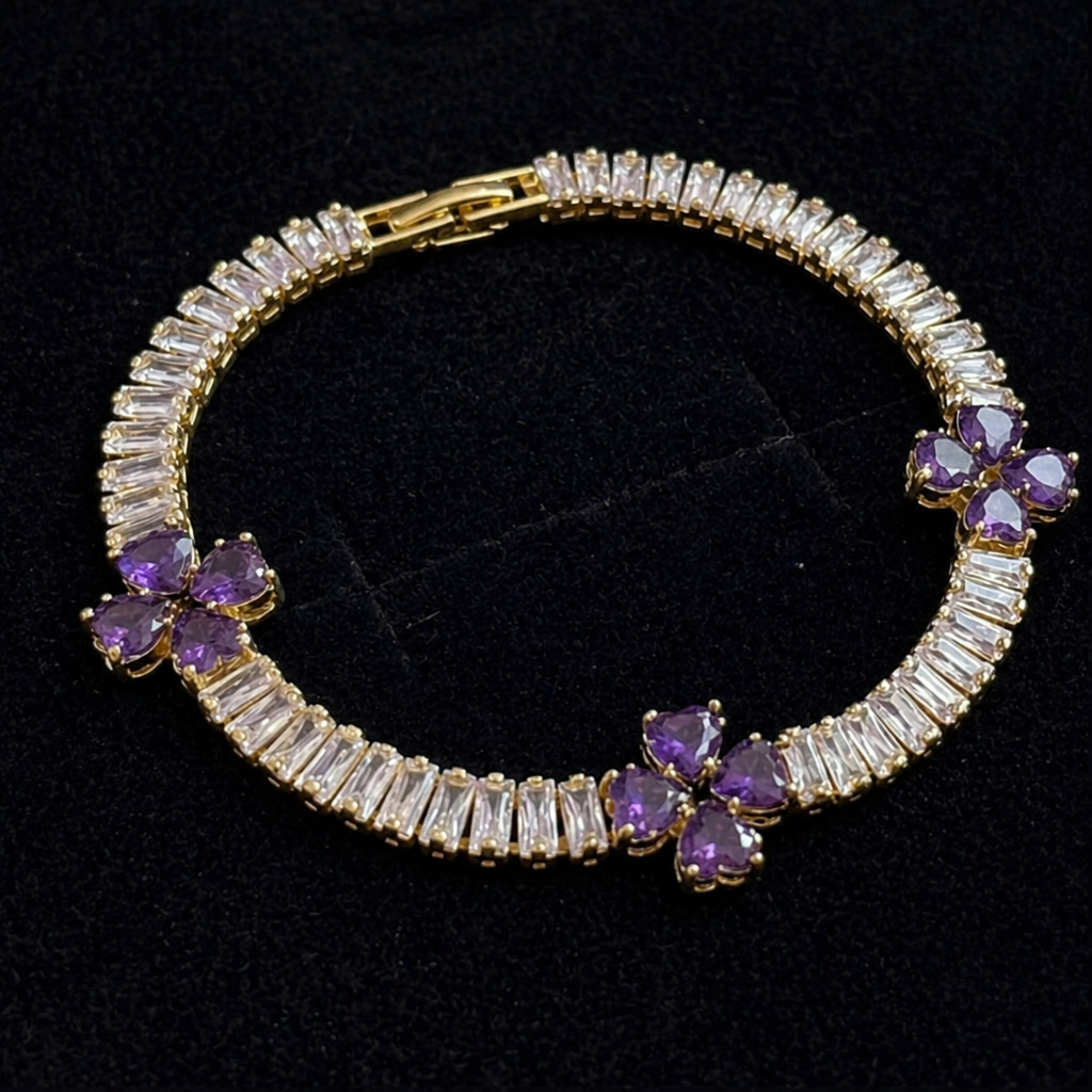 Elegantes Amethyst-Gold-Armband
